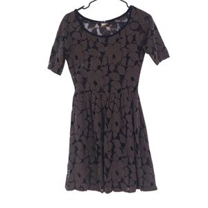 Anthropologie dress lace floral brown